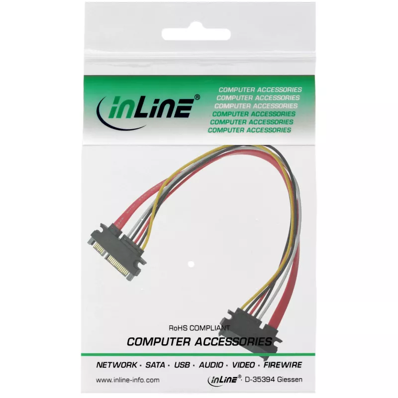 InLine SATA data- en stroomkabel SATA 6Gb/s stekker / bus 0,30m
