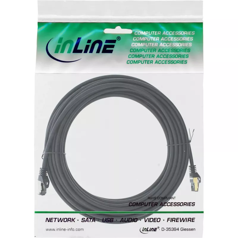 InLine patchkabel S/FTP PiMF Cat.8.1 halogeenvrij 2000MHz zwart, 7,5m
