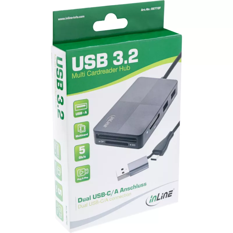 InLine 66772F kaartlezer USB grijs