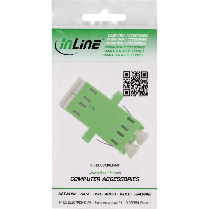 Glasvezeladapter InLine 89989R duplex LC/LC SM bus/bus groen