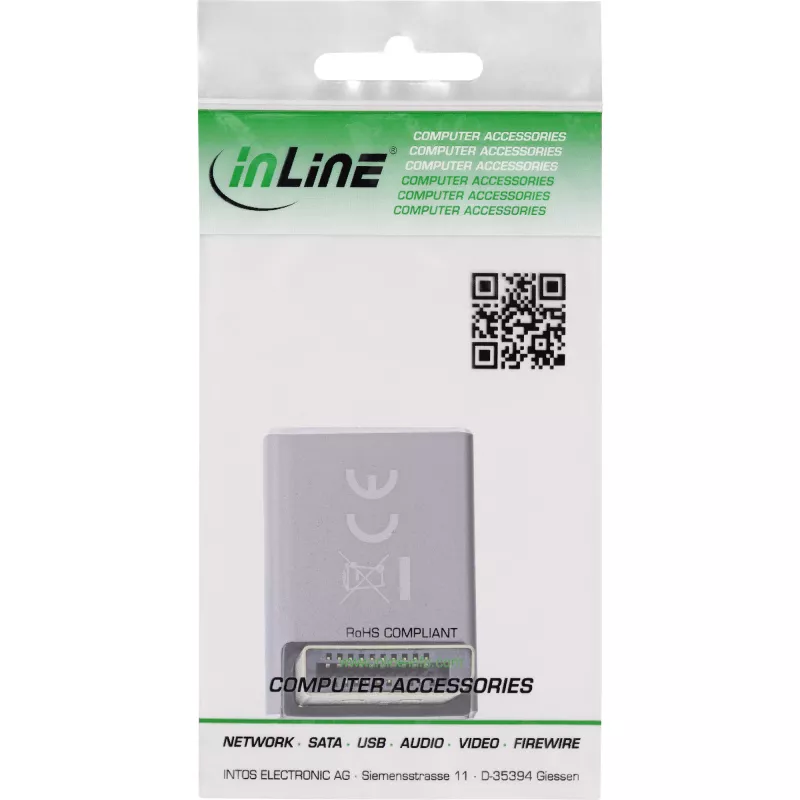 InLine 17291G kabel-gender-changer DisplayPort grijs, zwart