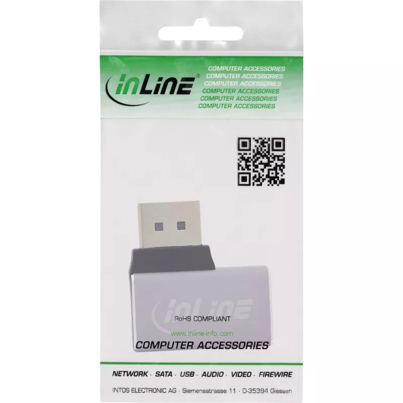 InLine 17291D kabel gender changer DisplayPort grijs, zwart