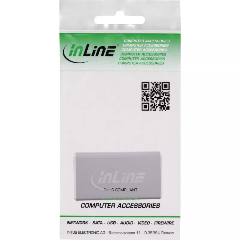 DisplayPort gender changer InLine 17291A grijs goud gecoat