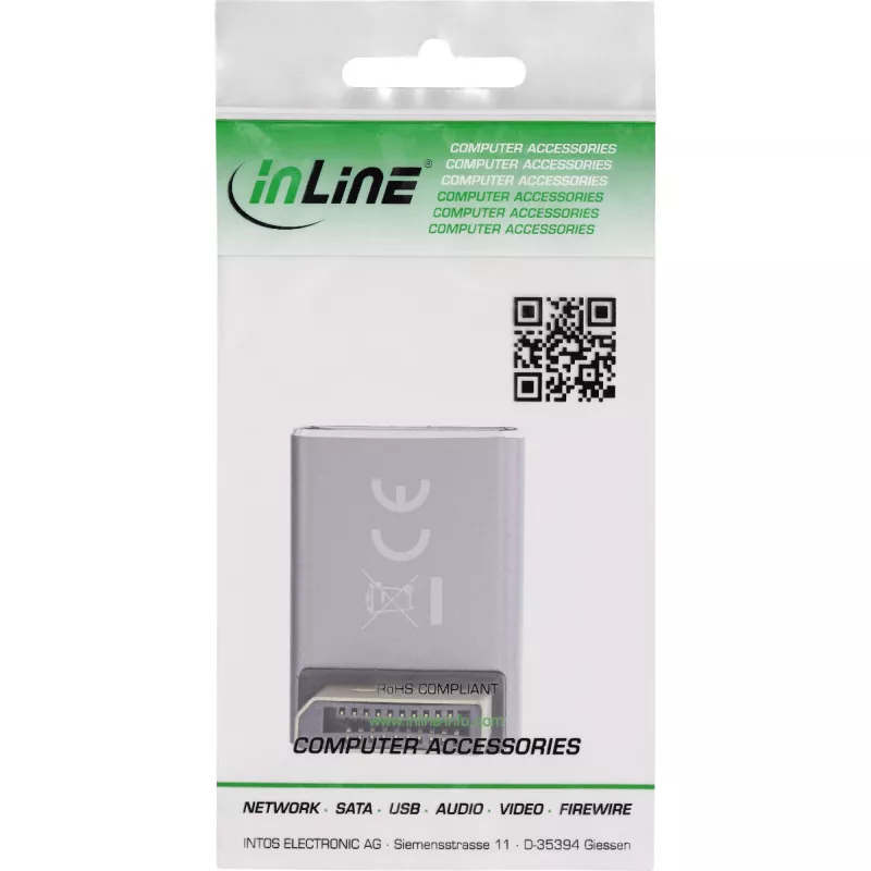 InLine 17291F DisplayPort 1.4-adapter, male/female, 90 graden naar beneden, 8K