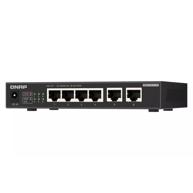 QNAP QSW-2104-2T-R2 netwerkswitch unmanaged 10G Ethernet (100/1000/10000) desktop zwart