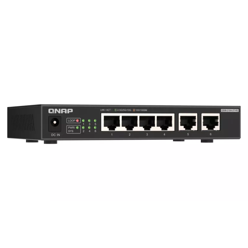 QNAP QSW-2104-2T-R2 netwerkswitch unmanaged 10G Ethernet (100/1000/10000) desktop zwart