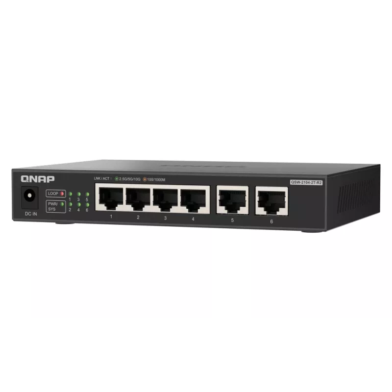 QNAP QSW-2104-2T-R2 netwerkswitch unmanaged 10G Ethernet (100/1000/10000) desktop zwart