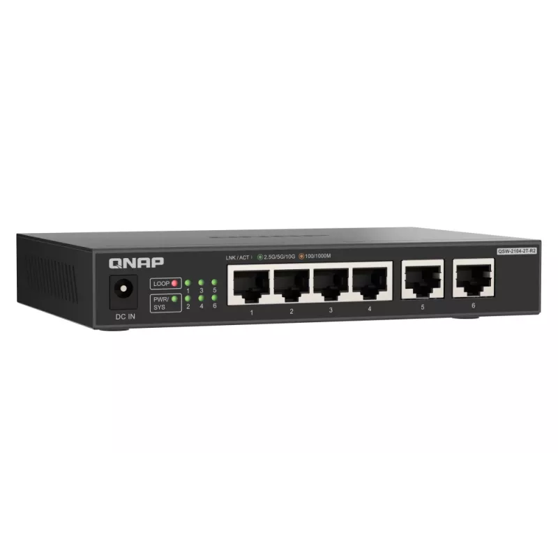 QNAP QSW-2104-2T-R2 netwerkswitch unmanaged 10G Ethernet (100/1000/10000) desktop zwart
