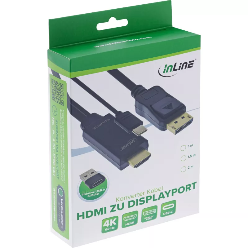 Actieve videoconverter InLine 17162I 3840x2160 HDMI naar DisplayPort