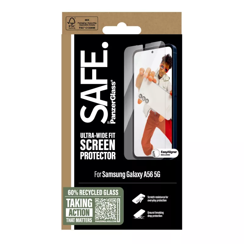 PanzerGlass SAFE. by ® beeldschermbescherming Samsung Galaxy A56 5G | Ultra-Wide Fit met EasyAligner