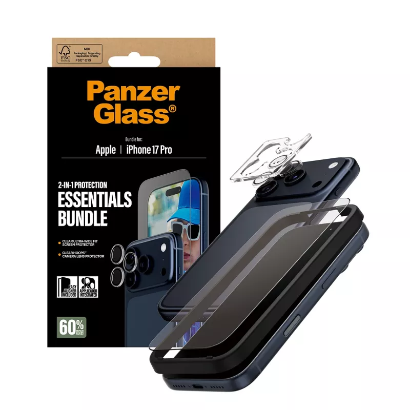 PanzerGlass 2-in-1 Essentials bundel iPhone 17 Pro kras- en stootvast