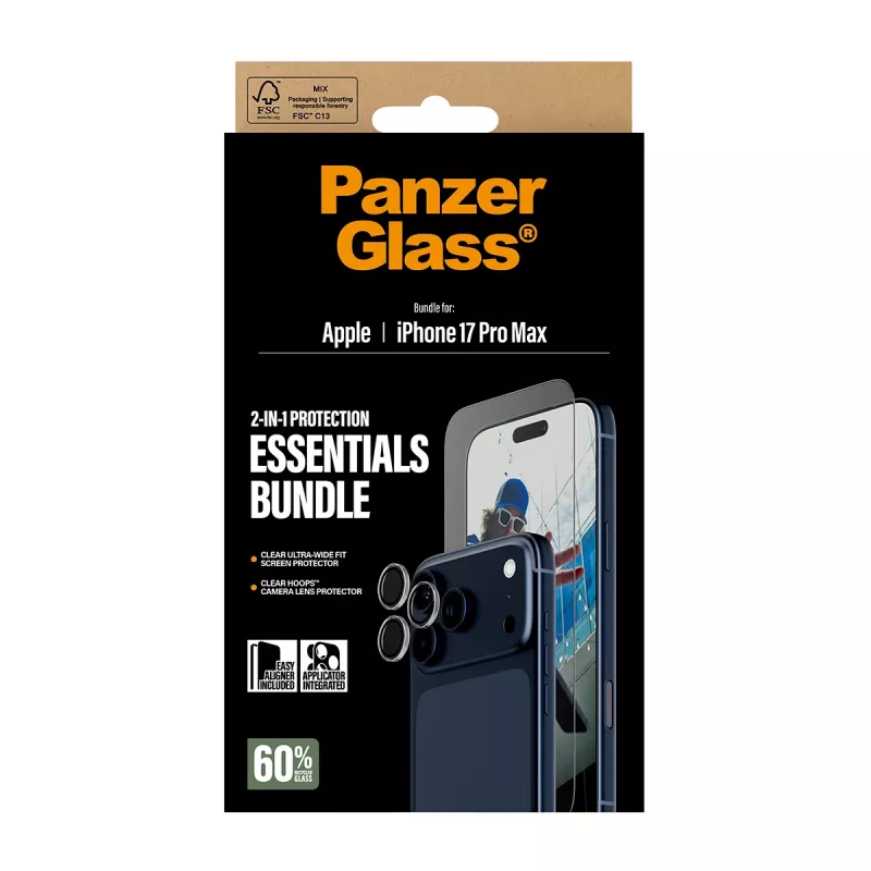 PanzerGlass 2-in-1 Essentials bundel iPhone 17 Pro Max krasvast stootvast