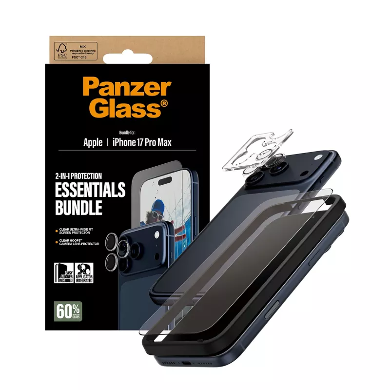 PanzerGlass 2-in-1 Essentials bundel iPhone 17 Pro Max krasvast stootvast