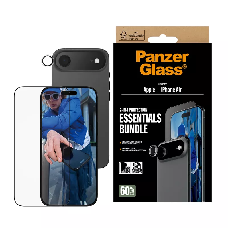 PanzerGlass 2-in-1 Essentials bundel iPhone Air kras- en stootvast