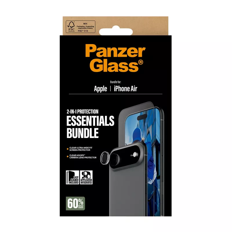 PanzerGlass 2-in-1 Essentials bundel iPhone Air kras- en stootvast