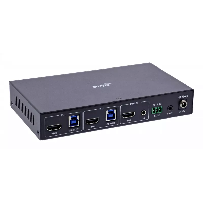 InLine 57885C KVM-switch, 2-poorts, HDMI, 8K@60Hz, USB 3.2, met IR en RS-232