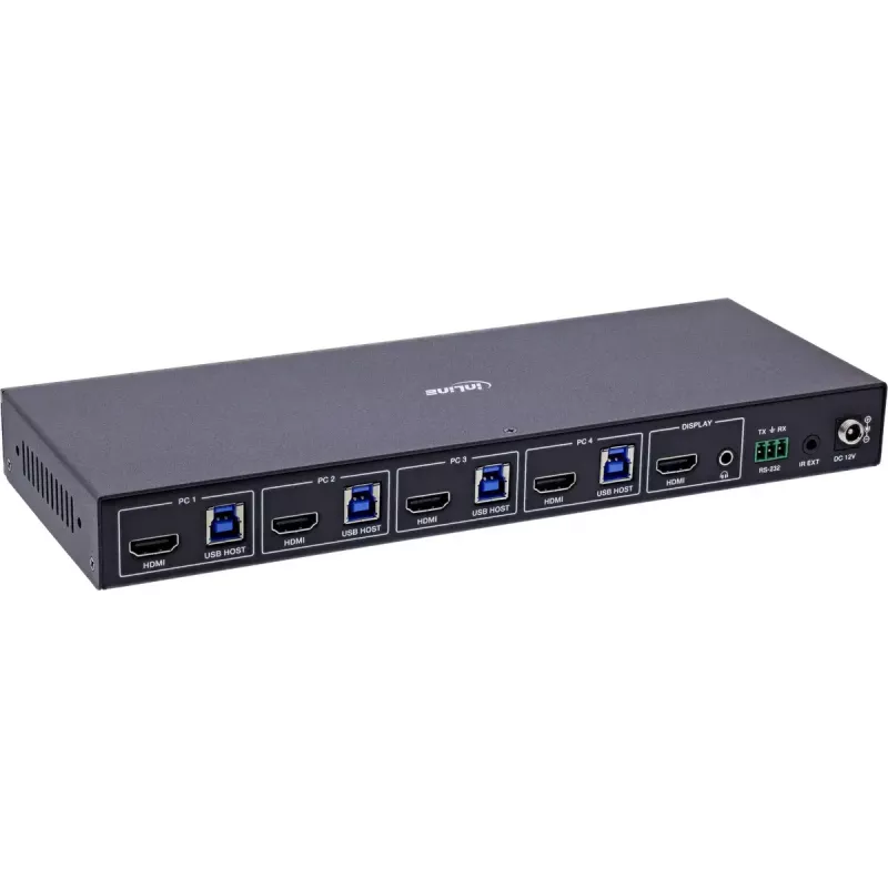 InLine 57885D KVM-switch, 4-weg, HDMI, 8K@60Hz, USB 3.2, met IR en RS-232