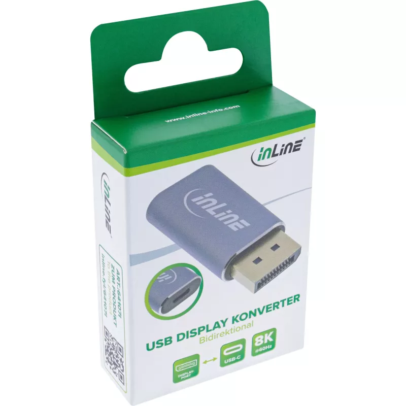 InLine 64107I videokabel-adapter USB Type-C DisplayPort grijs