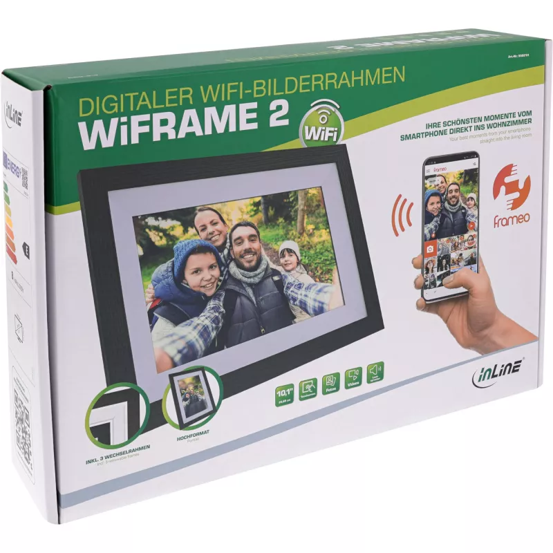 InLine WiFi-fotolijst WiFRAME 2, 10,1 inch 1920x1200 16:10 IPS touch, Frameo APP