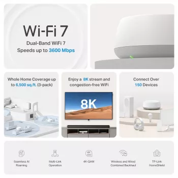 TP-Link DECO BE22 dualband (2,4 GHz / 5 GHz) Wi-Fi 7 (802.11be) wit 2 intern