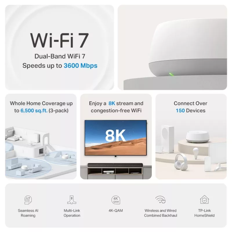 TP-Link DECO BE22 dualband (2,4 GHz / 5 GHz) Wi-Fi 7 (802.11be) wit 2 intern