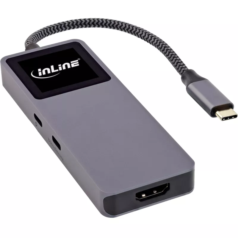 USB-C-interfacehub InLine 35392D USB 3.2 Gen 2 Type-C host naar HDMI, USB-A, USB-C 10000 Mbit/s grijs