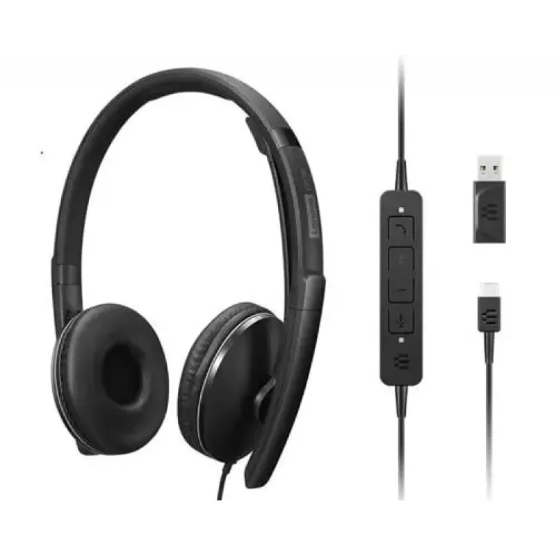 Lenovo 4XD1M39029 hoofdtelefoon/headset bedraad hoofdband USB Type-C zwart