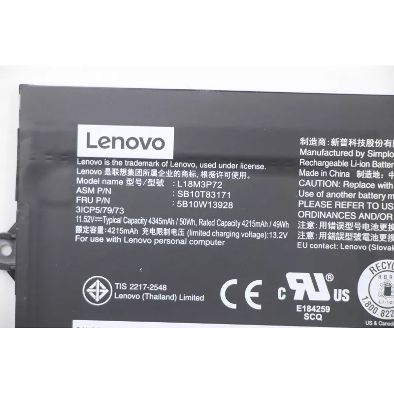 Interne laptop-accu Lenovo 50Wh Li‑Ion model 5B10W13928