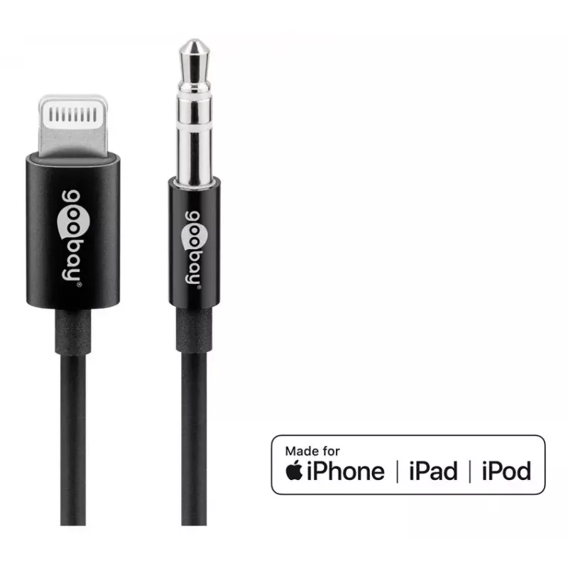 Audio-verbindingskabel Goobay Apple Lightning naar 3,5 mm 1 m zwart