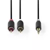 Audiokabel Nedis CABW22200AT10 1m 3,5mm 2xRCA antraciet
