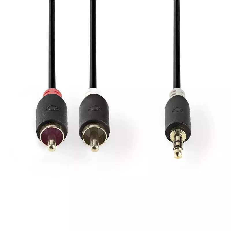 Audiokabel Nedis CABW22200AT10 1m 3,5mm 2xRCA antraciet