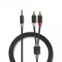 Audiokabel Nedis CABW22200AT10 1m 3,5mm 2xRCA antraciet