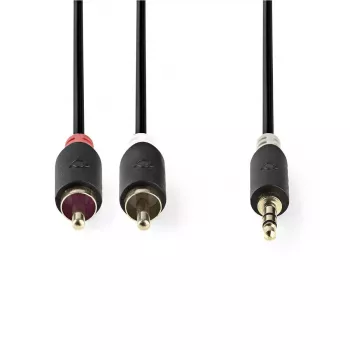 Audiokabel Nedis CABW22200AT20 2 m 3,5 mm 2 x RCA antraciet