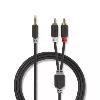 Audiokabel Nedis CABW22200AT20 2 m 3,5 mm 2 x RCA antraciet