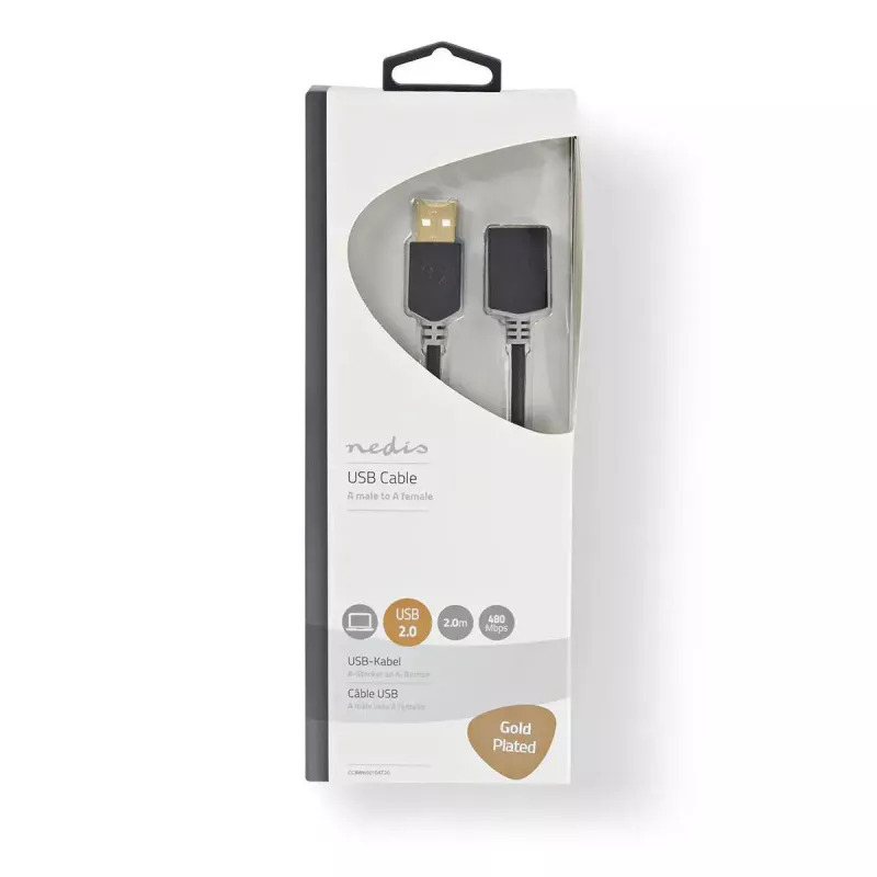 USB-kabel Nedis CCBW60010AT20 2 m USB 2.0 USB A antraciet