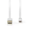 USB-kabel Nedis CCBW60500WT10 1m USB 2.0 A naar Micro-USB B wit