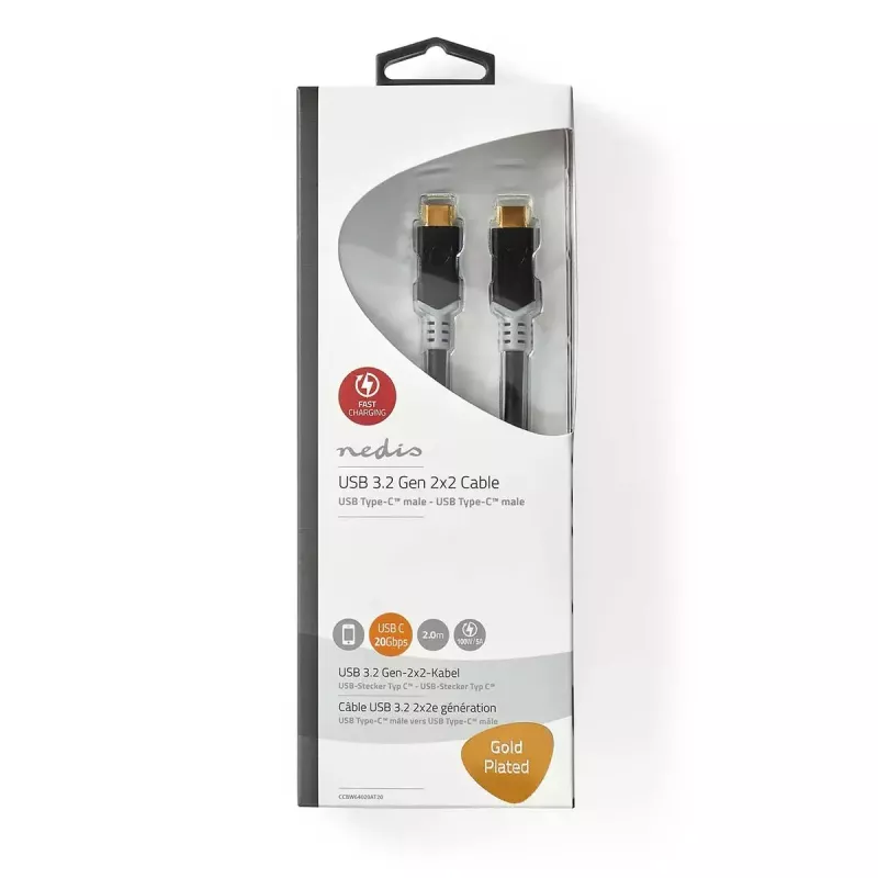 USB-kabel Nedis CCBW64020AT20 USB4 Gen 2x2 2 m USB C zwart zilver