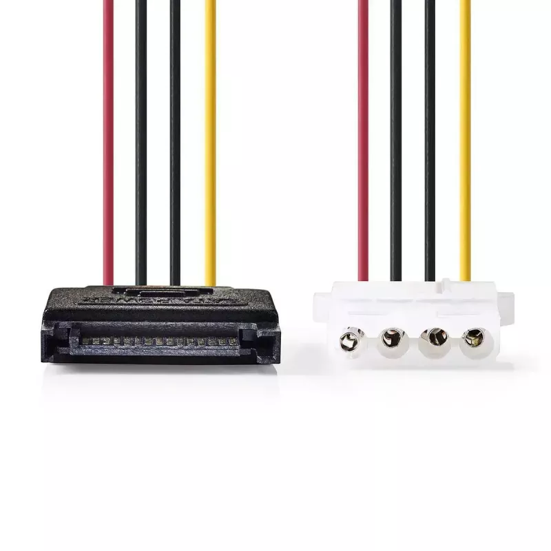 Nedis CCGP73530VA015 interne stroomkabel 0,15 m SATA 15-polig Molex 4-polig