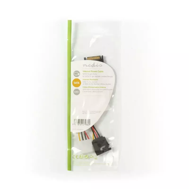 Nedis CCGP73555VA015 interne stroomkabel 0,15 m SATA 15-polig Molex