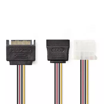 Nedis CCGP73555VA015 interne stroomkabel 0,15 m SATA 15-polig Molex