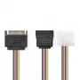 Nedis CCGP73555VA015 interne stroomkabel 0,15 m SATA 15-polig Molex