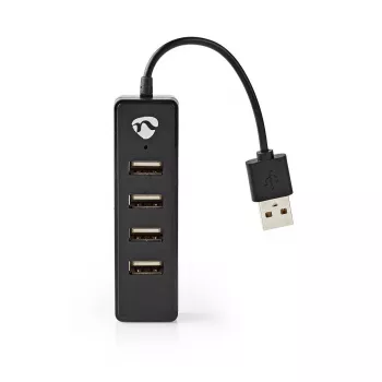 USB-hub Nedis UHUBU2420BK USB 2.0 480 Mbit/s zwart