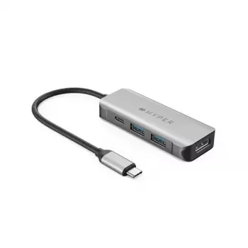 Laptop-dock HYPER HD41-GL USB 2.0 Type-C zwart grijs