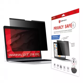 Privacysfilter Displex PRIVACY SAFE magnetisch 2-weg voor laptop/notebook 13,3 inch (16:10), frameloos, glanzend/mat, 5H