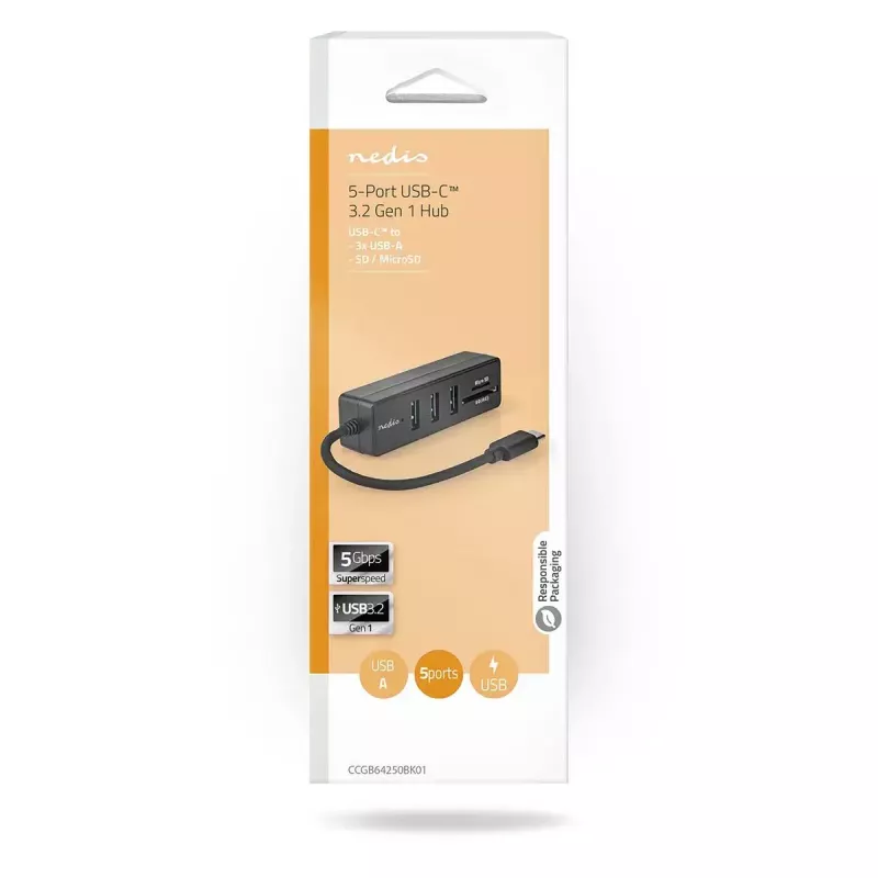 Laptop-dock Nedis CCGB64250BK01 bedraad USB Type-C zwart 5 Gbit/s