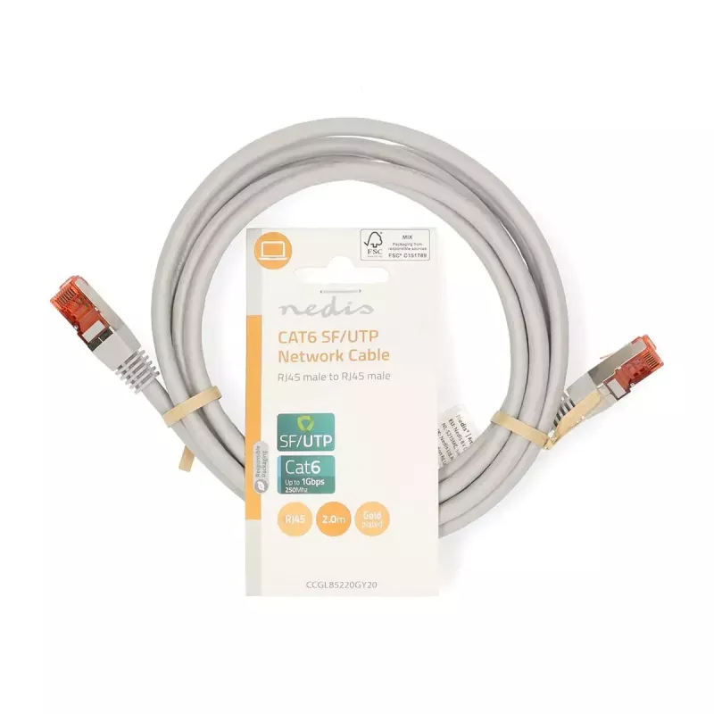 Netwerkkabel Nedis CCGL85220GY20 RJ-45 Cat6 2 m grijs