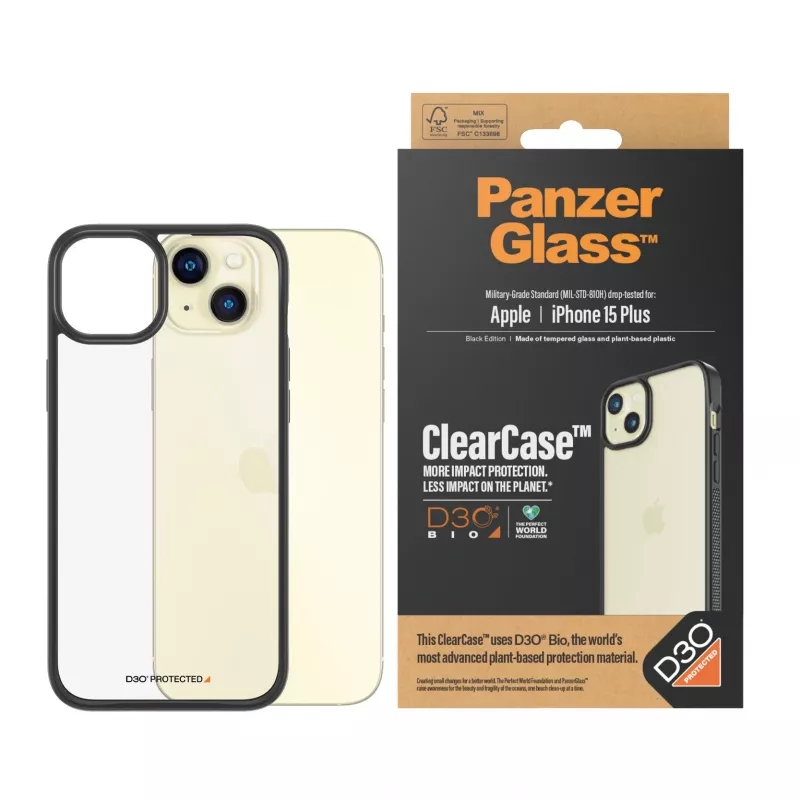 PanzerGlass ® ClearCase transparant & D3O® iPhone 15 Plus