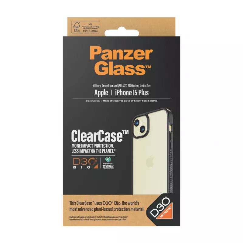 PanzerGlass ® ClearCase transparant & D3O® iPhone 15 Plus