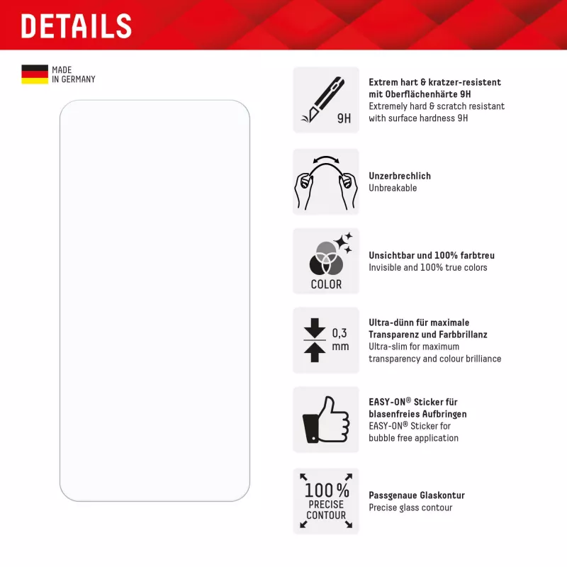 Displex Smart Glass (9H) voor Samsung Galaxy S24+/S25+, montagesticker, onbreekbaar