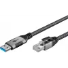 Goobay kabeladapter USB A RJ-45 15m zwart zilver